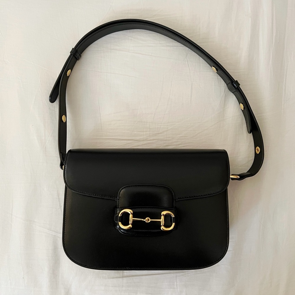 Gucci Horsebit 1955 Black Leather Shoulder Bag - Small